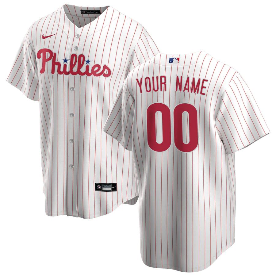 Youth Philadelphia Phillies Nike White Home Replica Custom MLB Jerseys->customized mlb jersey->Custom Jersey